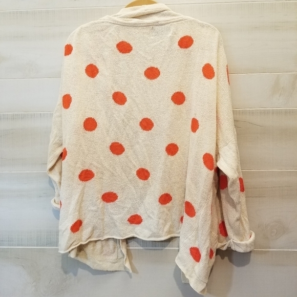 {XS} Wildfox White Label Oversized Orange Polka Dot Cream Cardigan - Picture 6 of 8